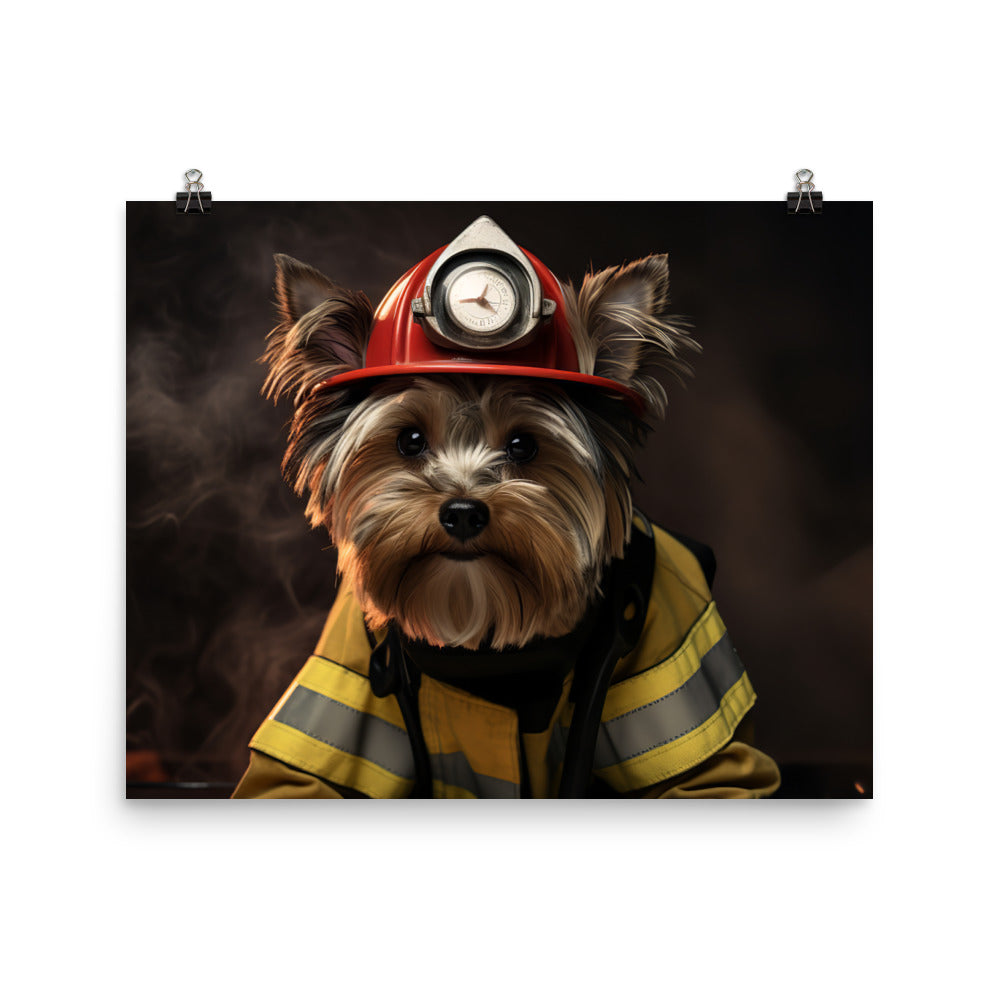 Yorkshire Terrier Firefighter Photo paper poster - PosterfyAI.com