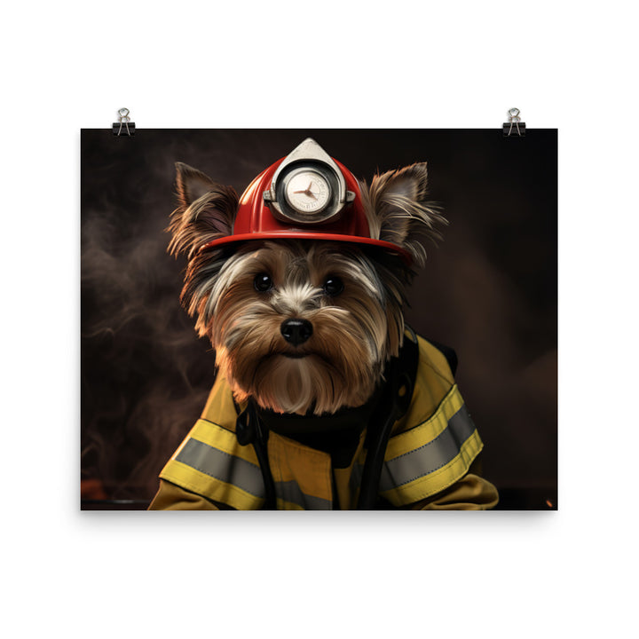 Yorkshire Terrier Firefighter Photo paper poster - PosterfyAI.com