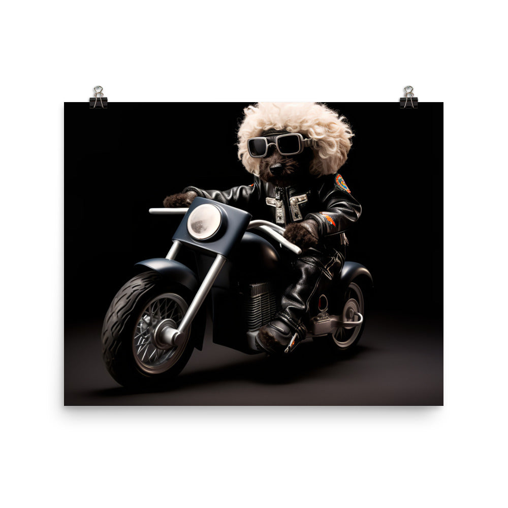 Poodle Superbike Athlete Photo paper poster - PosterfyAI.com