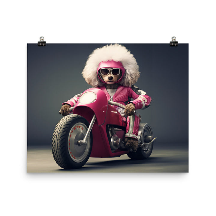 Poodle Superbike Athlete Photo paper poster - PosterfyAI.com