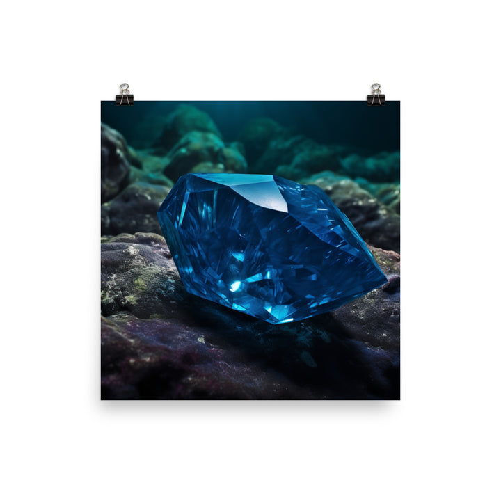 A vivid blue diamond photo paper poster - Posterfy.AI