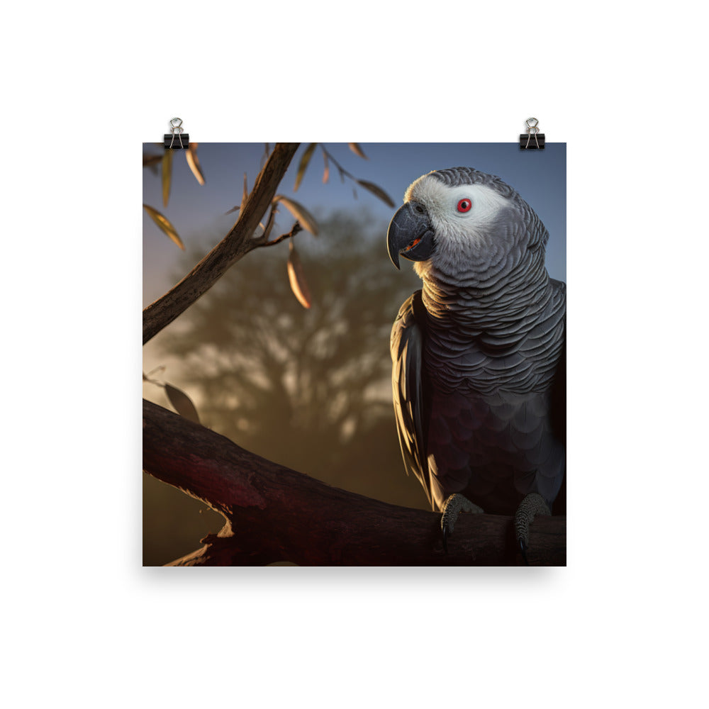 Elegant African Grey Parrot photo paper poster - Posterfy.AI