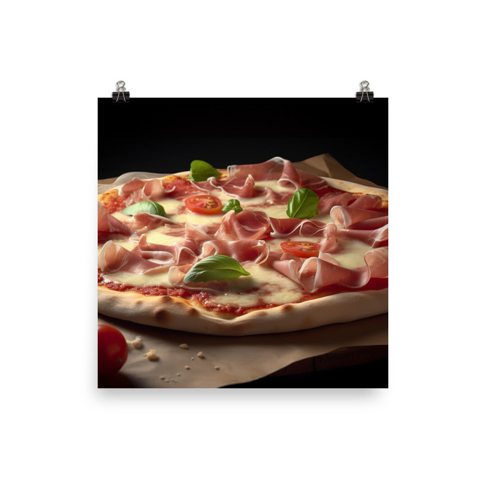 Parma Ham and Mozzarella Pizza photo paper poster - Posterfy.AI