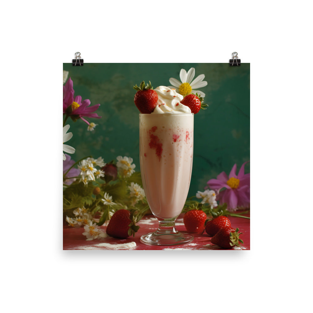 Strawberry shortcake milkshake photo paper poster - Posterfy.AI