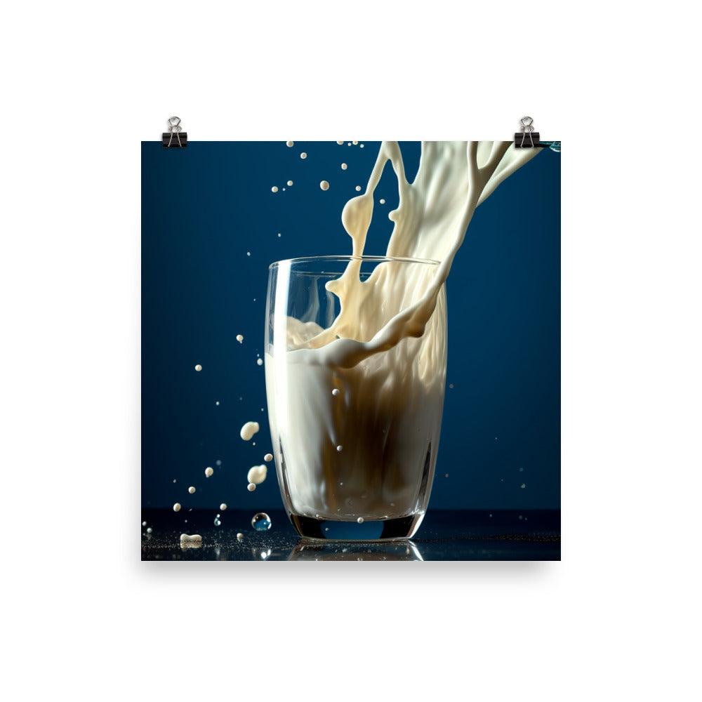 Pouring classic vanilla milkshake photo paper poster - Posterfy.AI