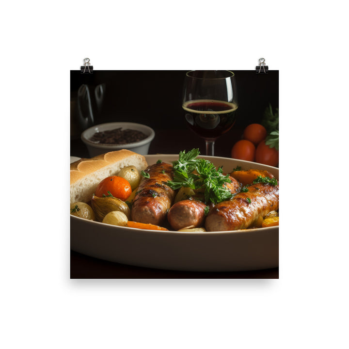 Baked Sausage and Vegetables photo paper poster - Posterfy.AI