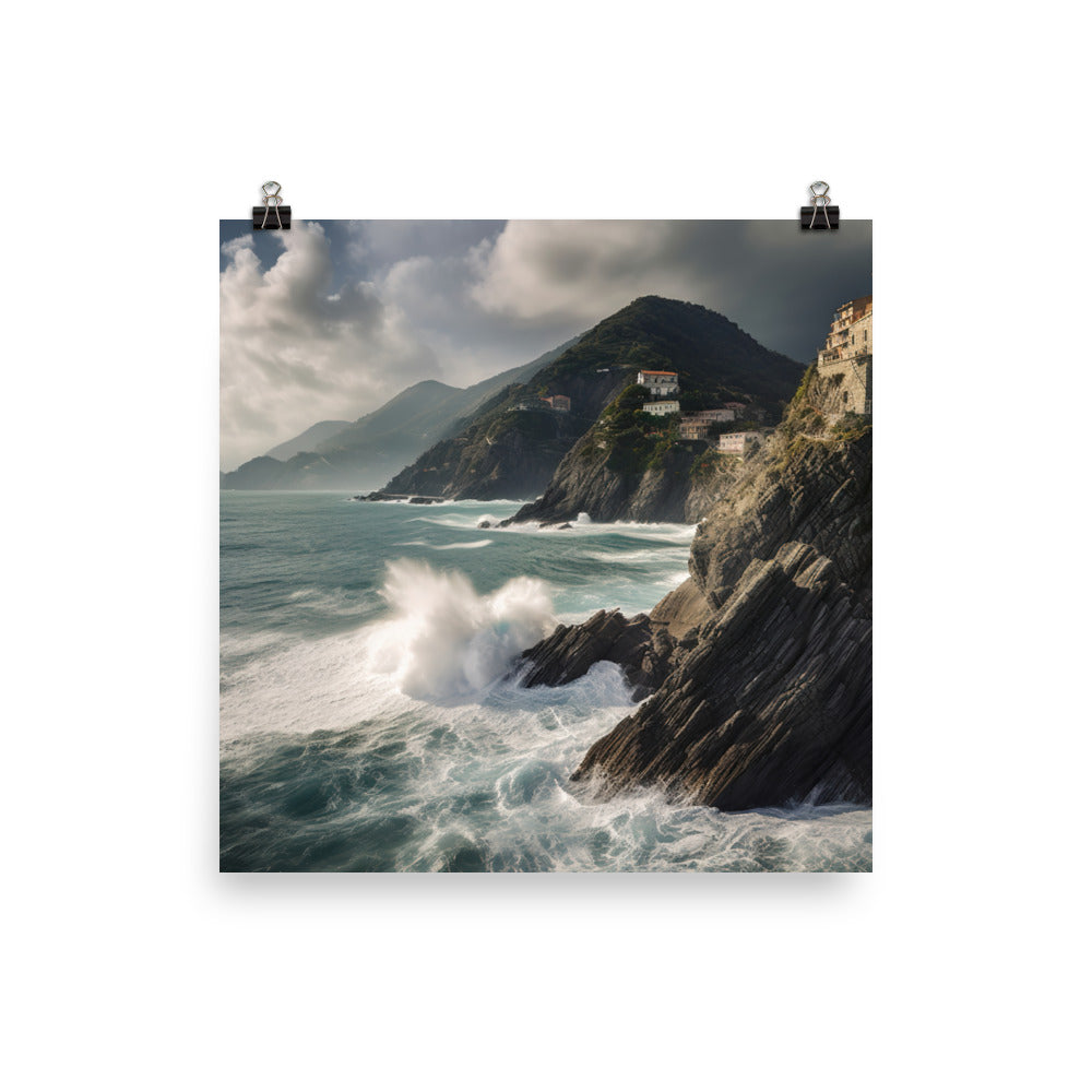 Dramatic Seascapes of the Cinque Terre photo paper poster - Posterfy.AI