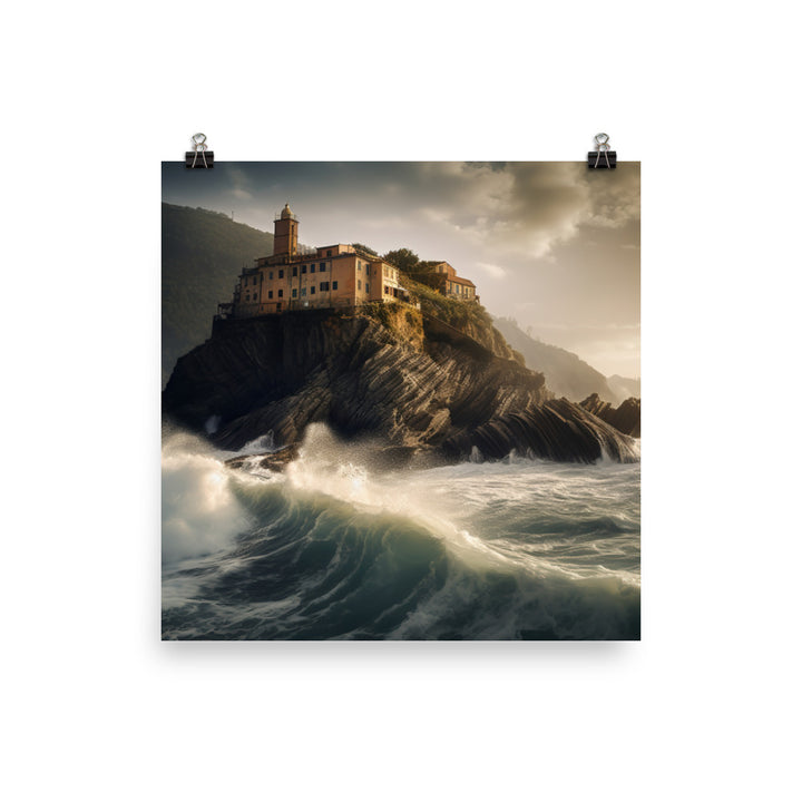 Dramatic Seascapes of the Cinque Terre photo paper poster - Posterfy.AI