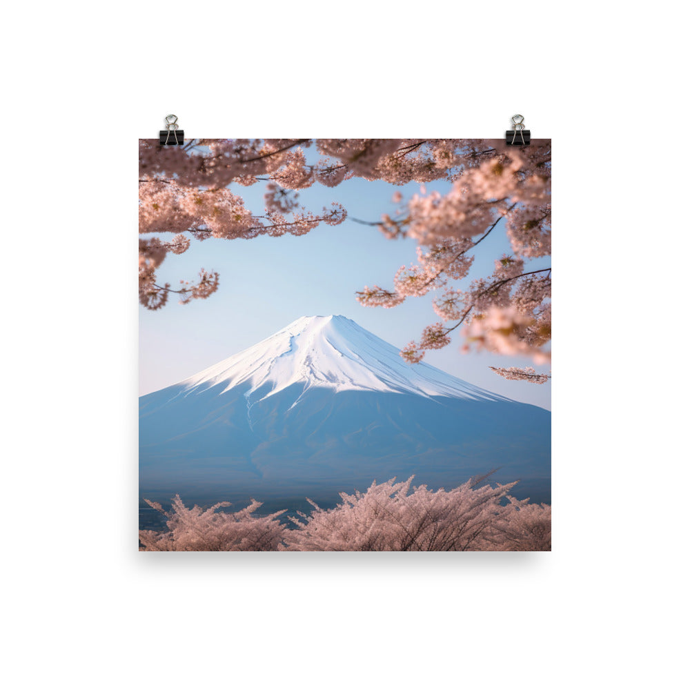 Enveloped in Cherry Blossoms at Mount Fuji photo  paper poster - Posterfy.AI