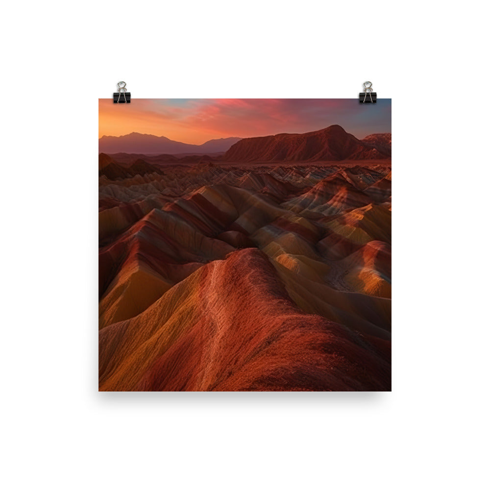 Zhangye Danxia Landform at Sunset photo paper poster - Posterfy.AI