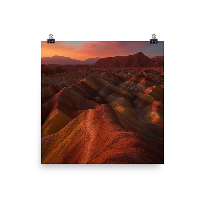 Zhangye Danxia Landform at Sunset photo paper poster - Posterfy.AI