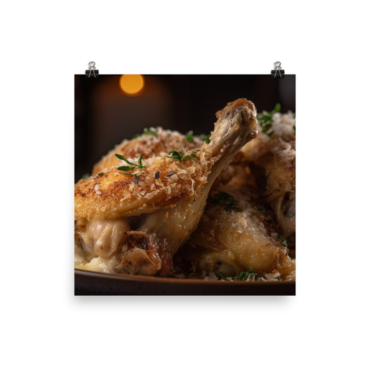 Mouthwatering Garlic Parmesan Chicken Wings photo paper poster - Posterfy.AI