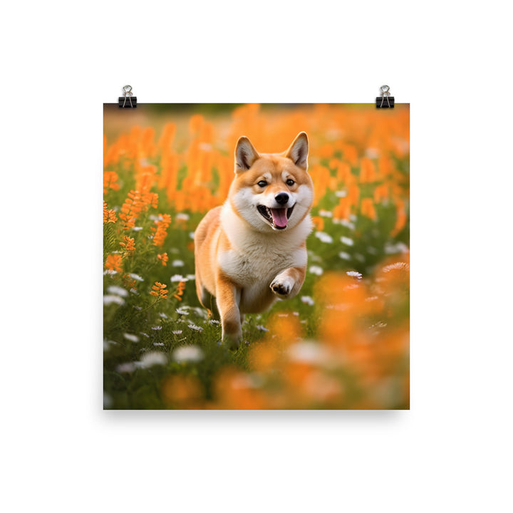 Shiba Inu Running photo paper poster - Posterfy.AI