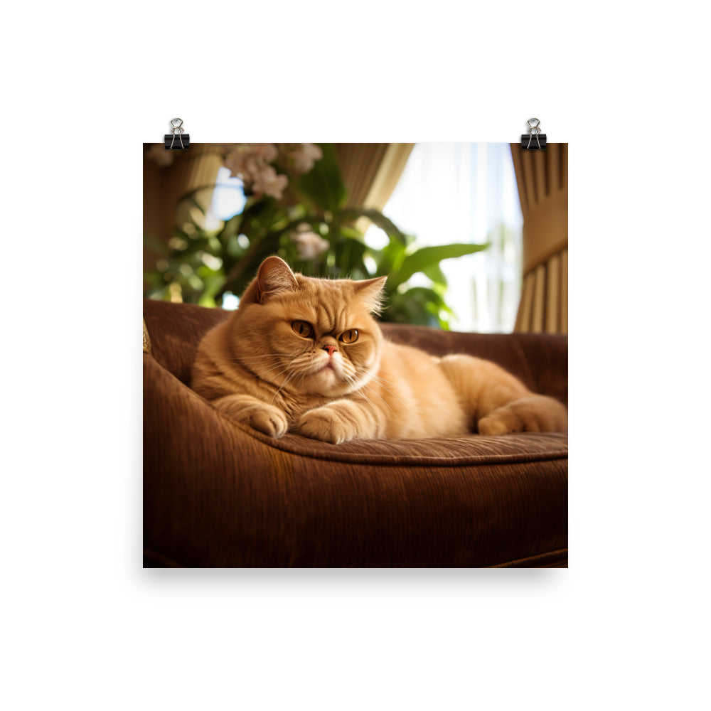 Exotic Shorthair Cat Lounging Photo paper poster - PosterfyAI.com