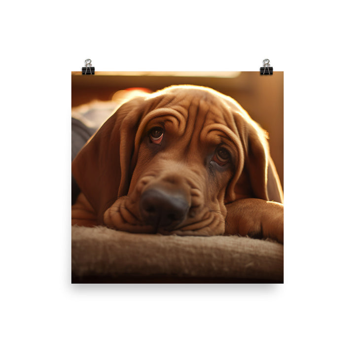 Cuddles with a Bloodhound photo paper poster - Posterfy.AI