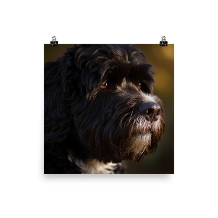 Portrait of a Portuguese Water Dog Photo paper poster - PosterfyAI.com