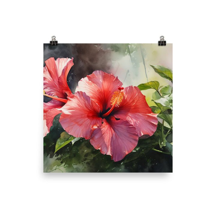 Hibiscus in Watercolor photo paper poster - Posterfy.AI