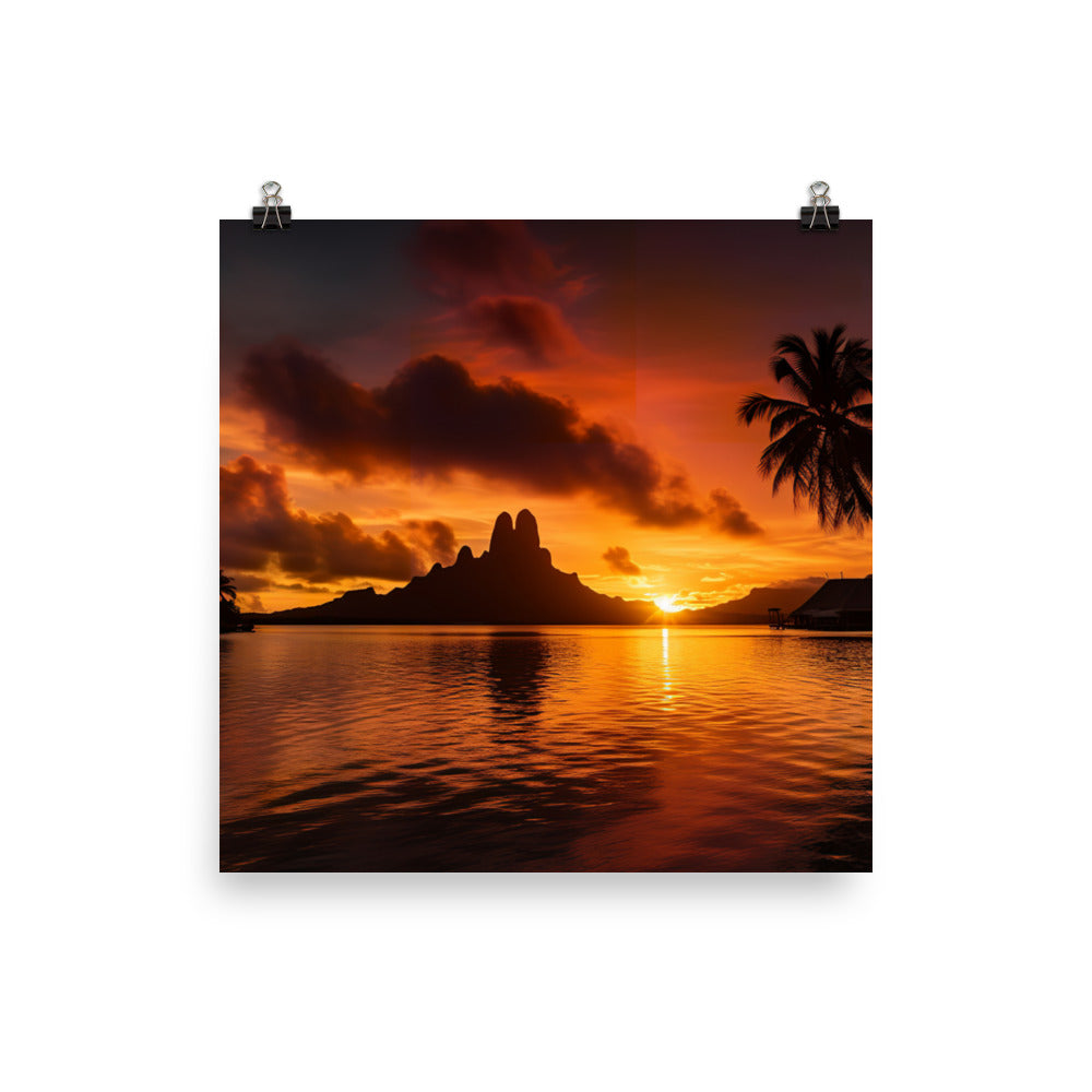 Tropical Sunset Splendor photo paper poster - Posterfy.AI