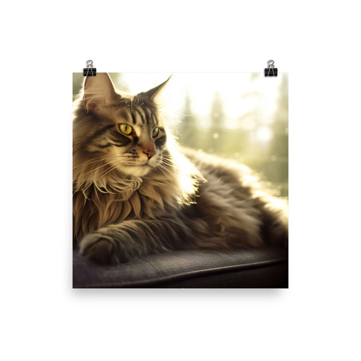 Maine Coon lounging photo paper poster - Posterfy.AI