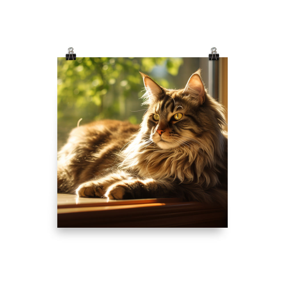 Magnificent Maine Coon photo paper poster - Posterfy.AI