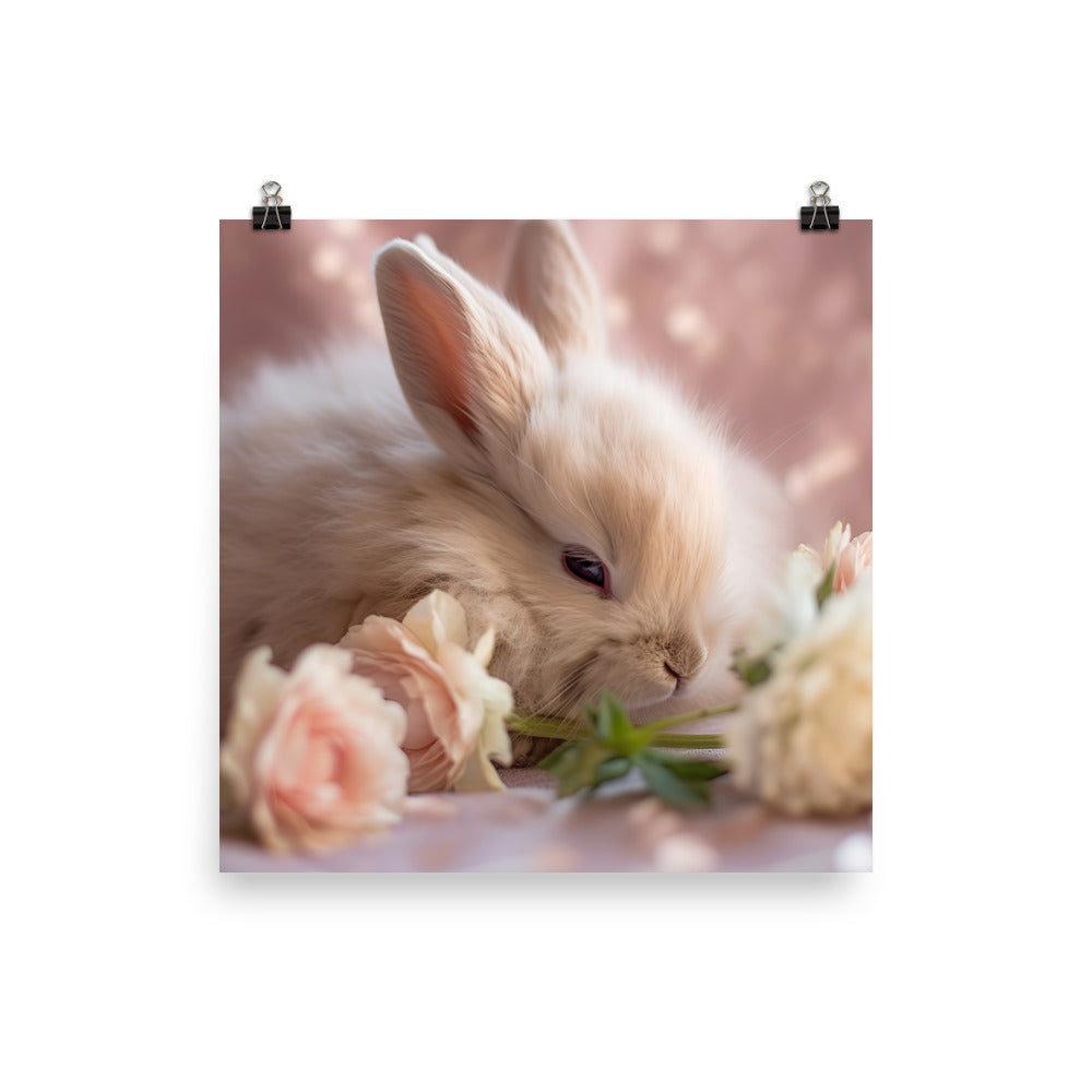 Mini Satin Bunny in Tranquil Bliss Photo paper poster - PosterfyAI.com