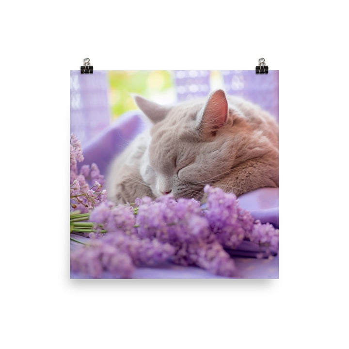 Lilac Bunny in a Cozy Setting Photo paper poster - PosterfyAI.com