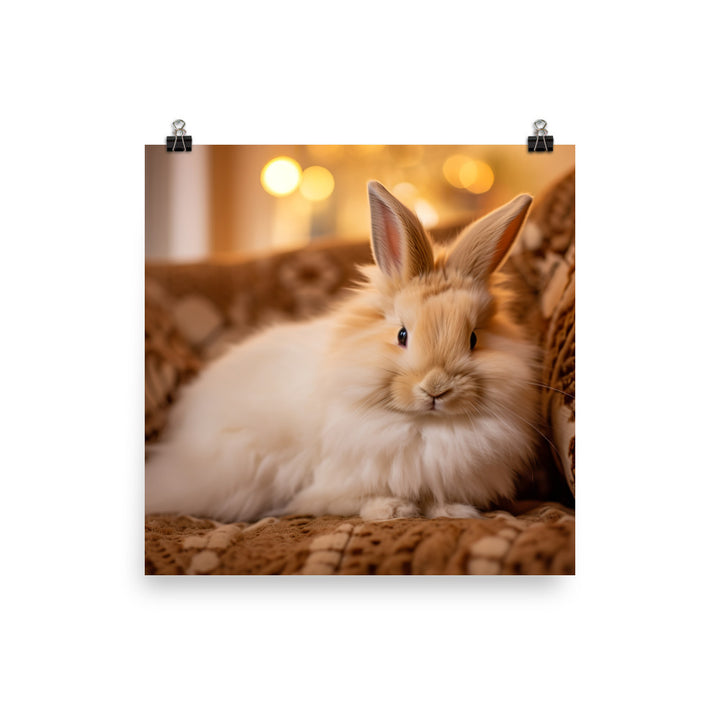 Lionhead Bunny in a Cozy Setting Photo paper poster - PosterfyAI.com