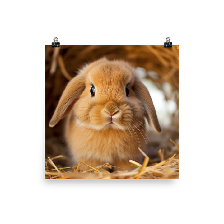 Adorable Holland Lop Bunny Photo paper poster - PosterfyAI.com