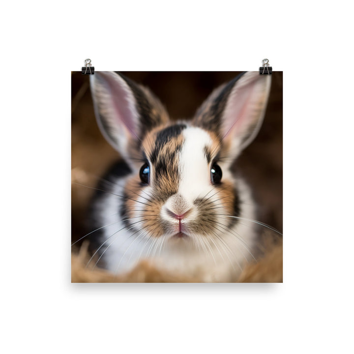 Adorable Harlequin Bunny Photo paper poster - PosterfyAI.com