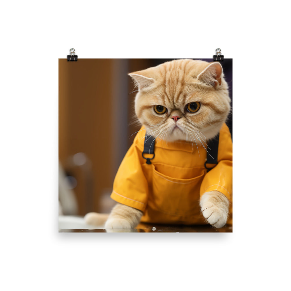 Exotic Shorthair Janitor Photo paper poster - PosterfyAI.com
