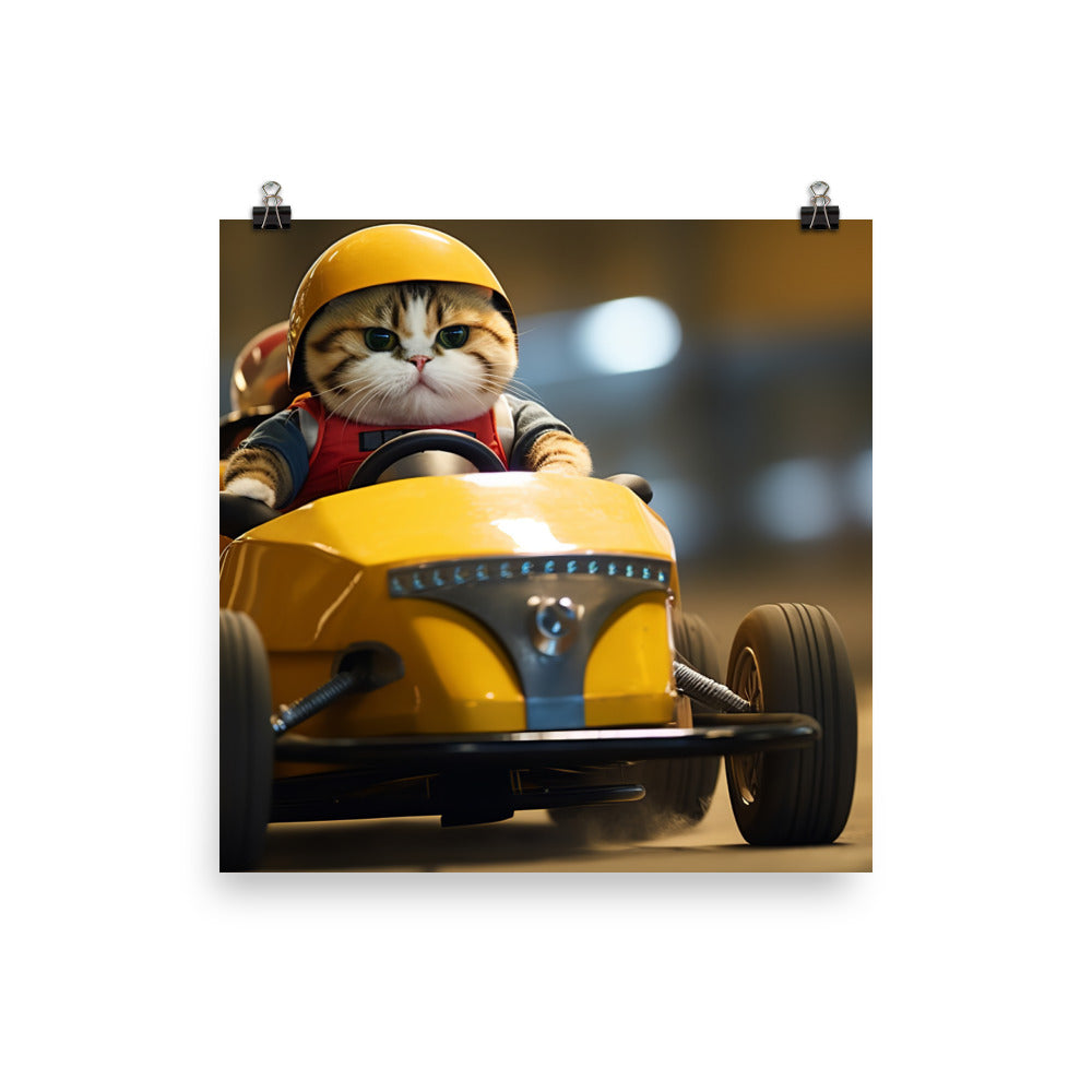 Exotic Shorthair Motorsport Athlete Photo paper poster - PosterfyAI.com