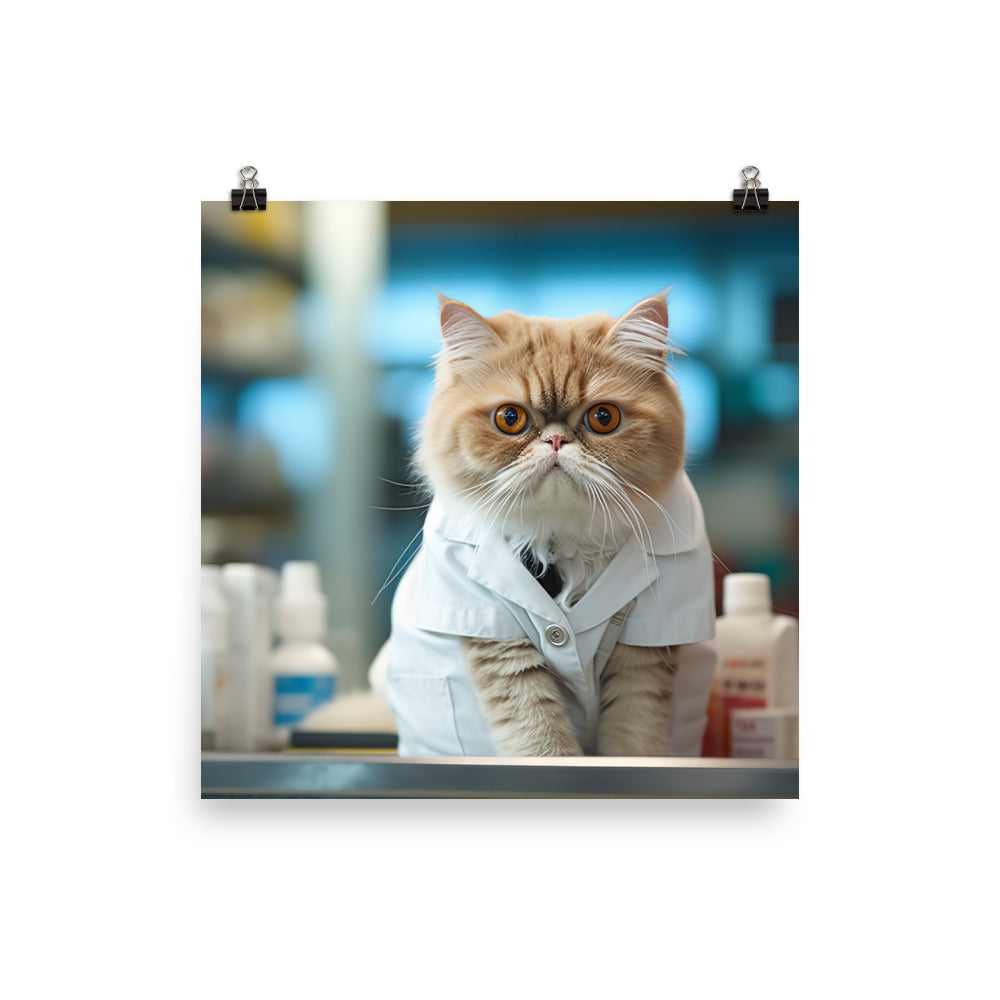 Exotic Shorthair Pharmacist Photo paper poster - PosterfyAI.com
