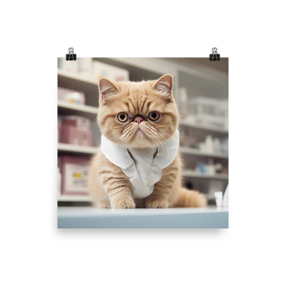Exotic Shorthair Pharmacist Photo paper poster - PosterfyAI.com