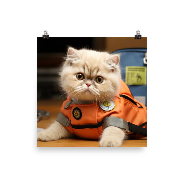 Exotic Shorthair Paramedic Photo paper poster - PosterfyAI.com
