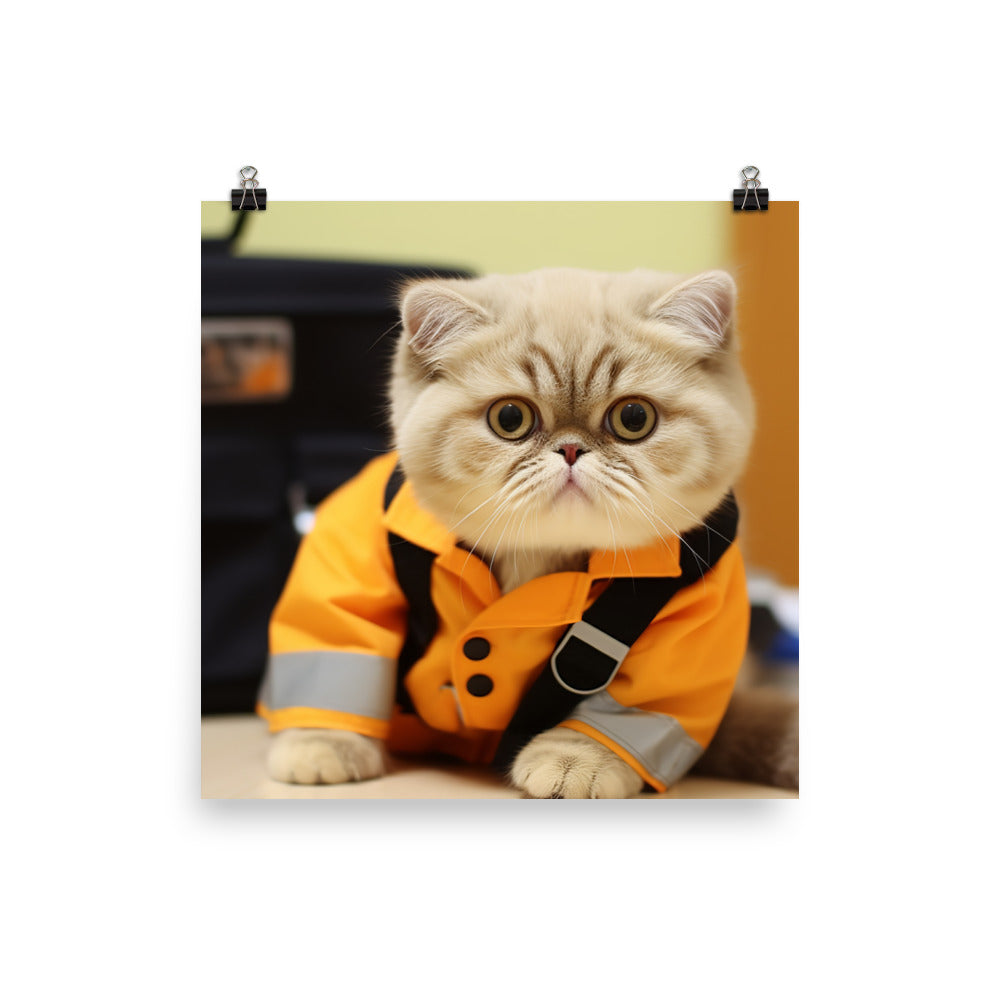 Exotic Shorthair Paramedic Photo paper poster - PosterfyAI.com