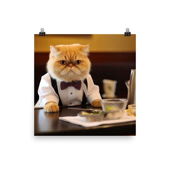 Exotic Shorthair Hotel Staff Photo paper poster - PosterfyAI.com