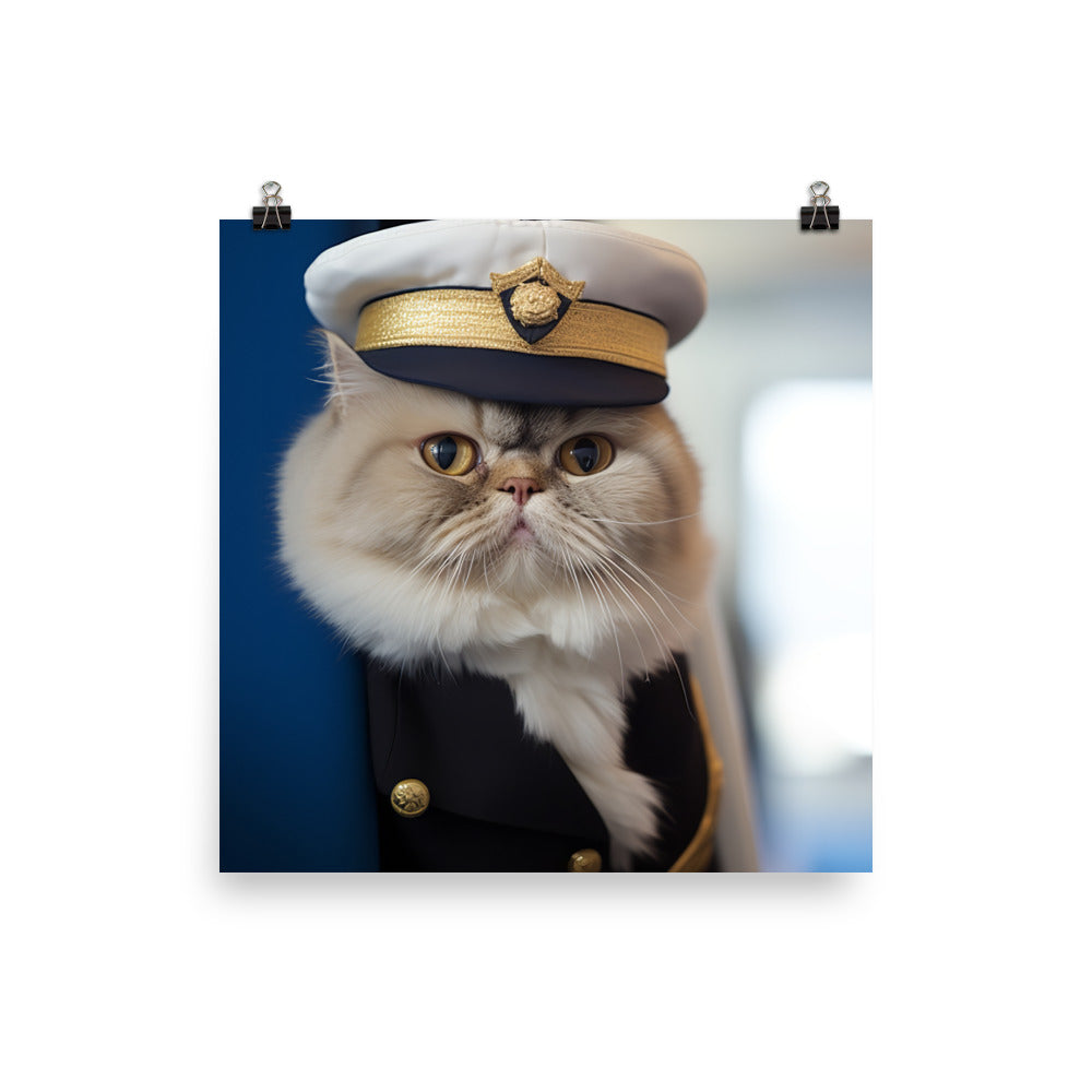 Exotic Shorthair Pilot Photo paper poster - PosterfyAI.com