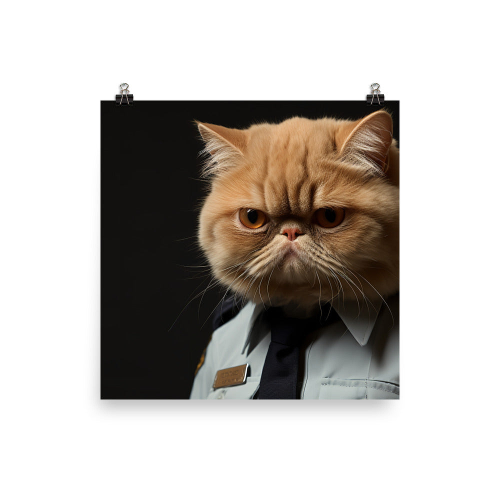 Exotic Shorthair Security Officer Photo paper poster - PosterfyAI.com