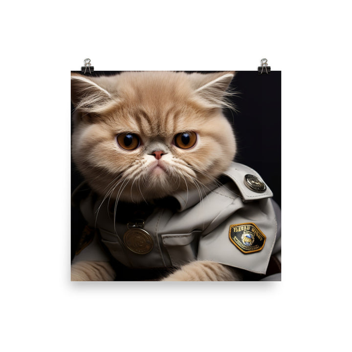 Exotic Shorthair Security Officer Photo paper poster - PosterfyAI.com