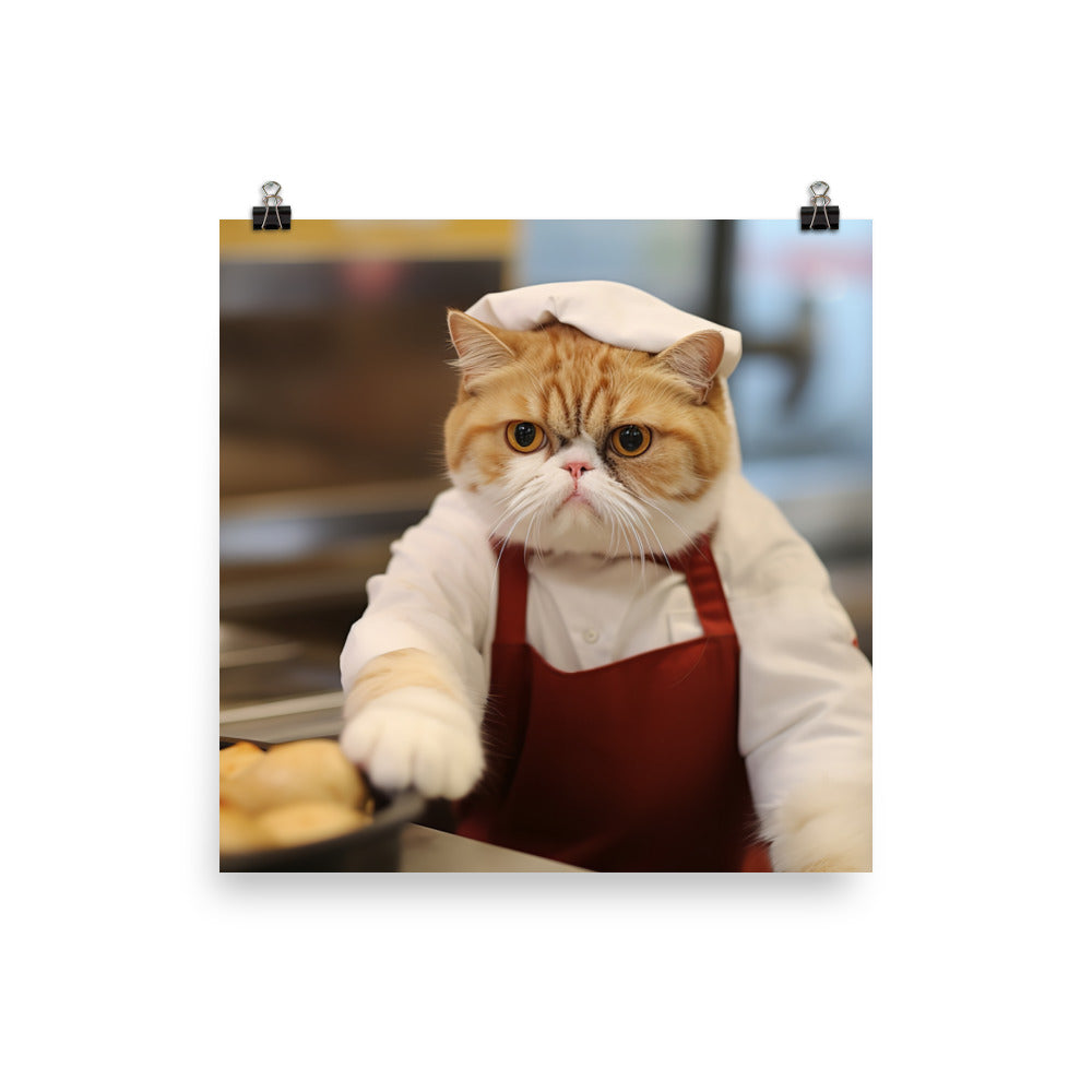 Exotic Shorthair Fast Food Crew Photo paper poster - PosterfyAI.com