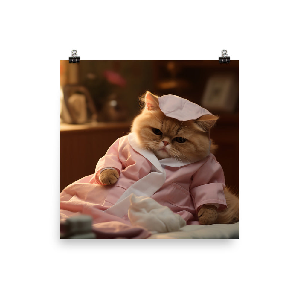 Exotic Shorthair Nurse Photo paper poster - PosterfyAI.com