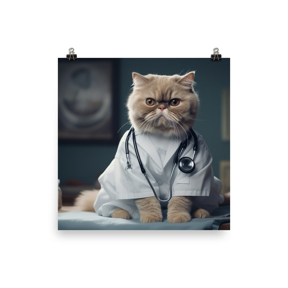 Exotic Shorthair Doctor Photo paper poster - PosterfyAI.com