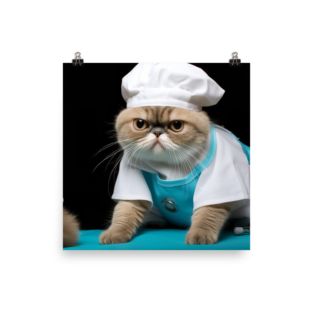 Exotic Shorthair Nurse Photo paper poster - PosterfyAI.com