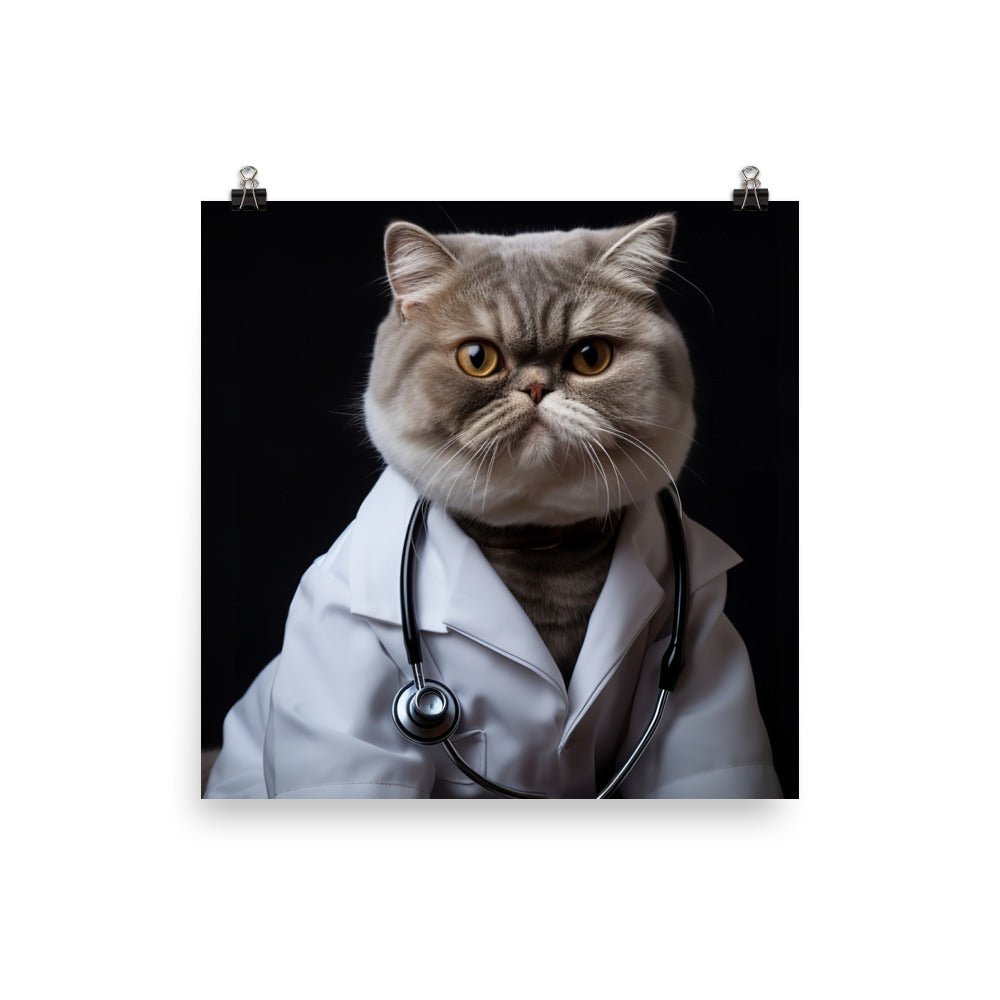 Exotic Shorthair Doctor Photo paper poster - PosterfyAI.com