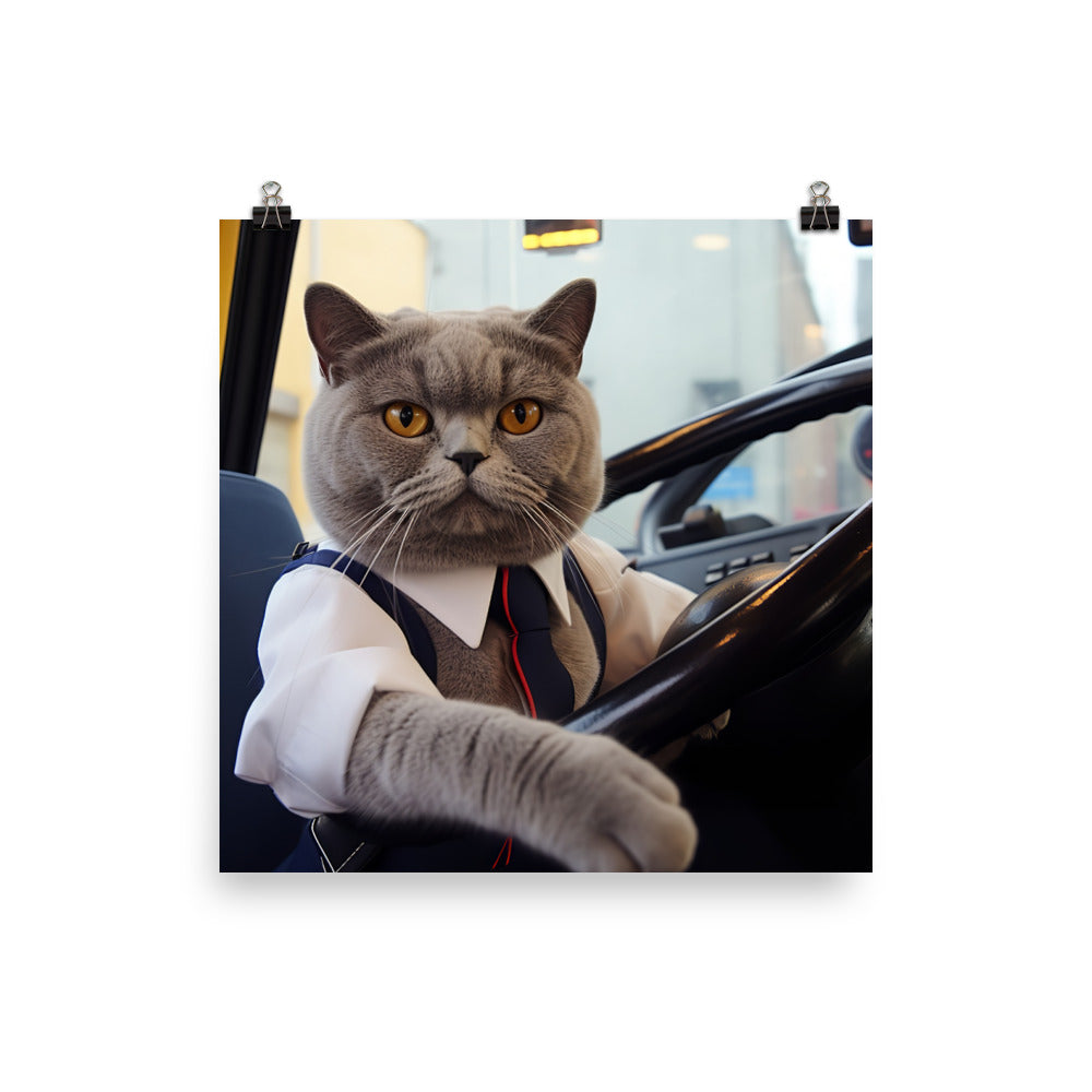 British Shorthair Transit Operator Photo paper poster - PosterfyAI.com