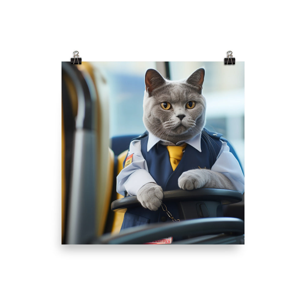British Shorthair Transit Operator Photo paper poster - PosterfyAI.com