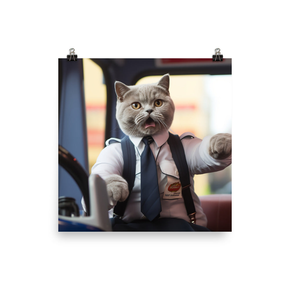 British Shorthair Transit Operator Photo paper poster - PosterfyAI.com