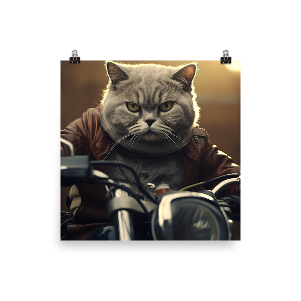 British Shorthair Superbike Athlete Photo paper poster - PosterfyAI.com
