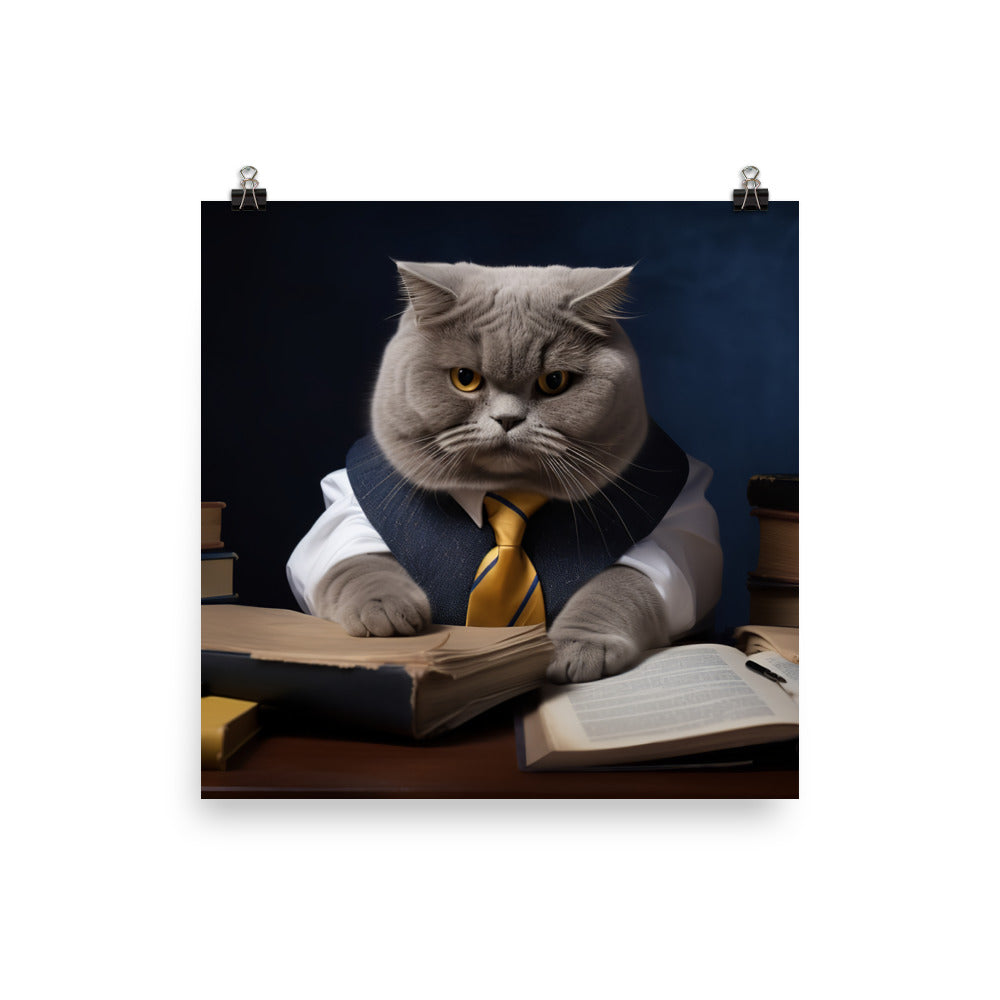 British Shorthair Student Photo paper poster - PosterfyAI.com