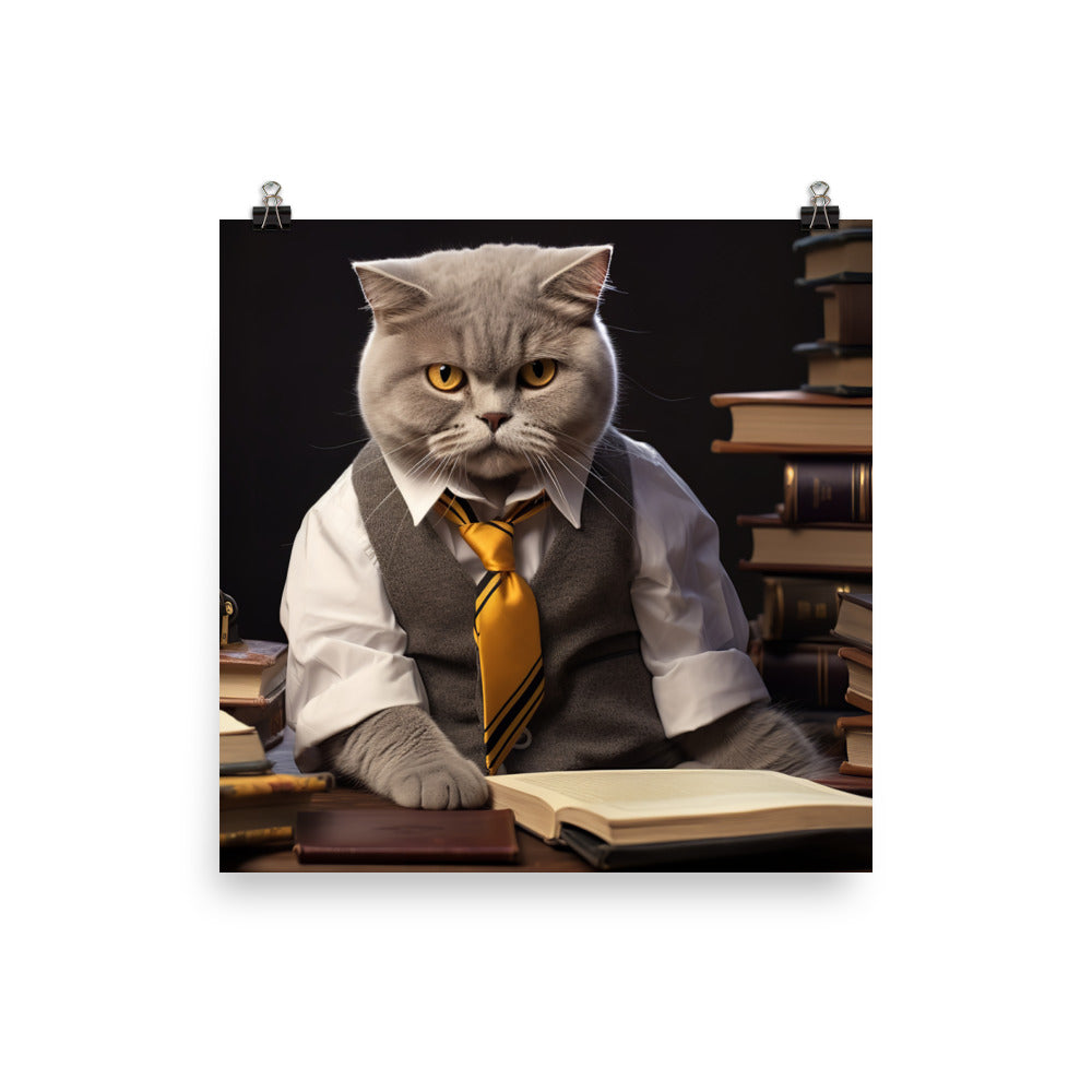 British Shorthair Student Photo paper poster - PosterfyAI.com